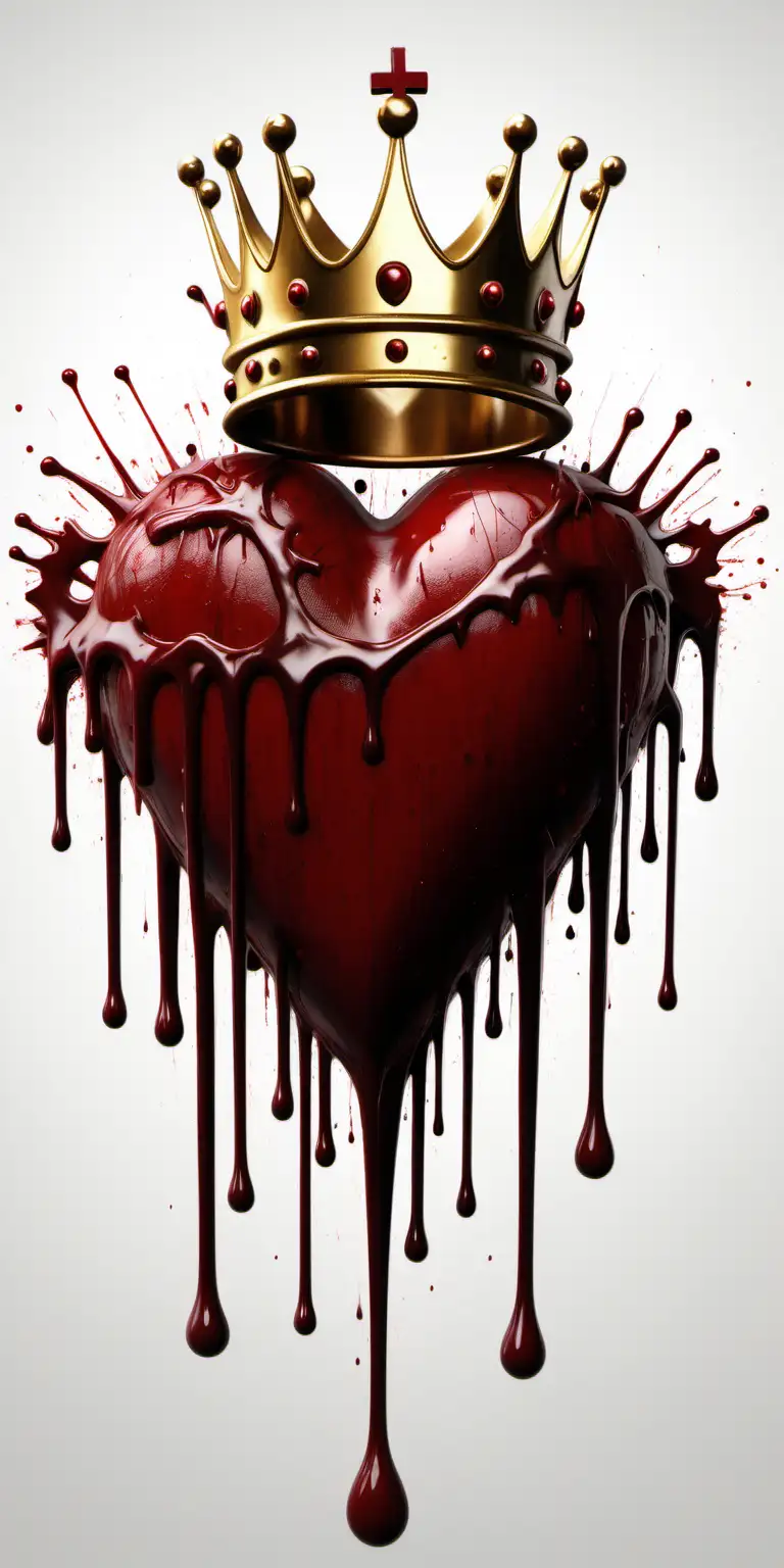 gold crown with heart and blood drips