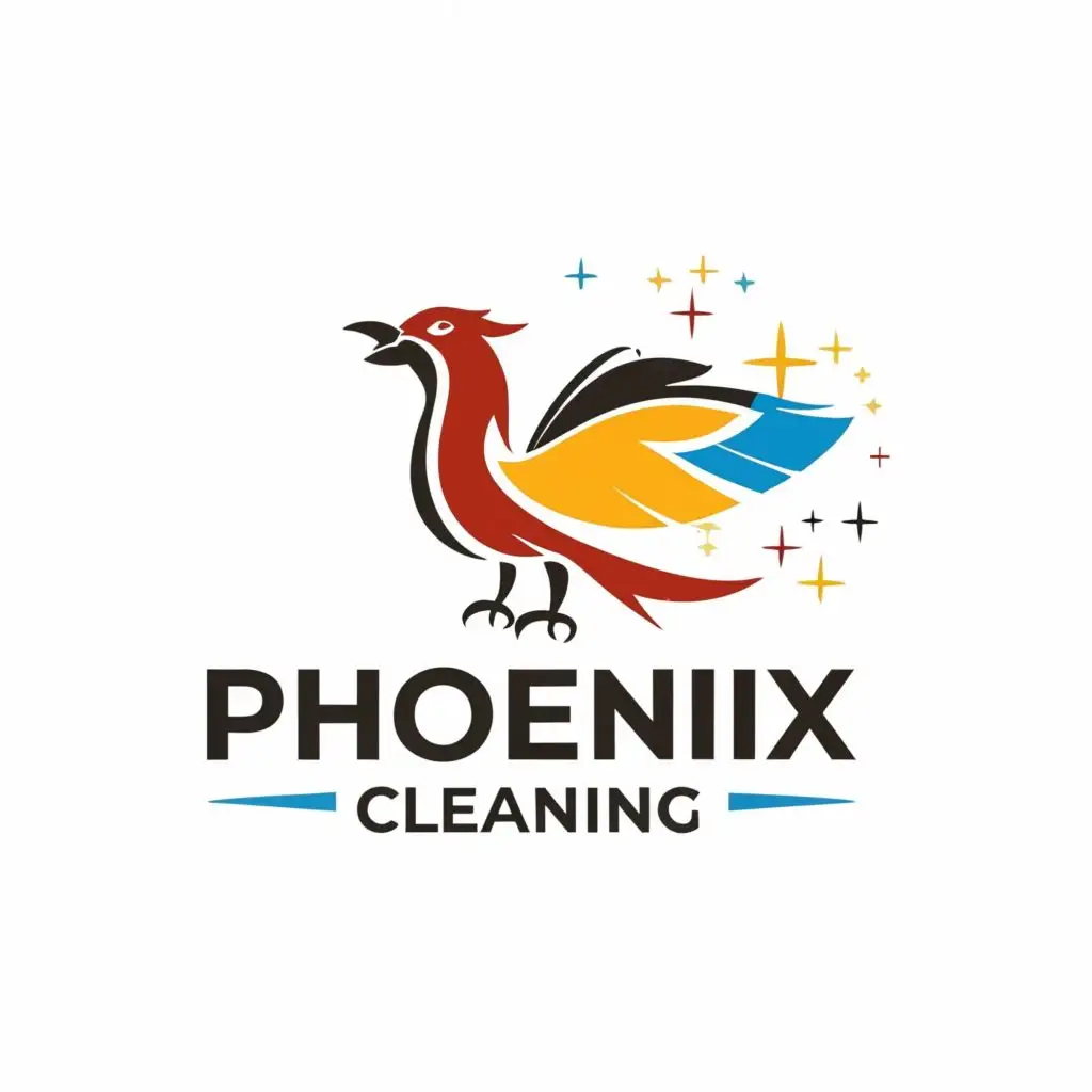 LOGO-Design-For-Phoenix-Cleaning-Elegant-Bird-Emblem-with-Cleaning-Materials-for-Home-Family-Industry