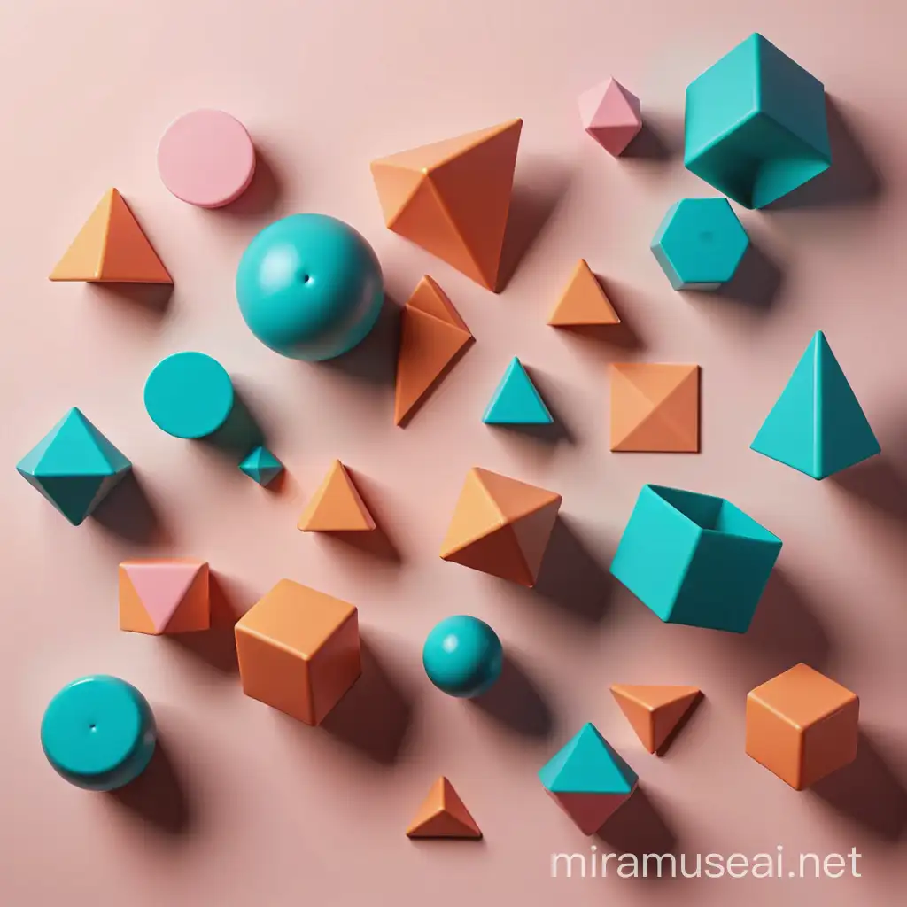Geometric 3D Shapes in Abstract Background