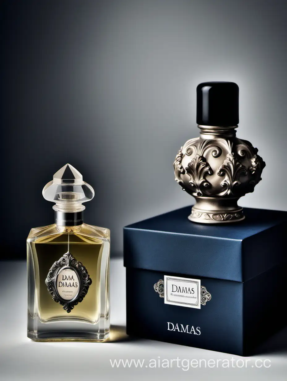 a bottle of damas cologne sitting next to a box, a flemish Baroque by Demetrios Farmakopoulos, instagram contest winner, dau-al-set, dynamic composition, contest winner, feminine