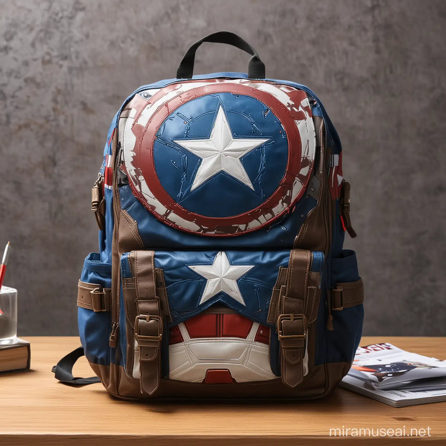 Captain America Style Backpack on the Table