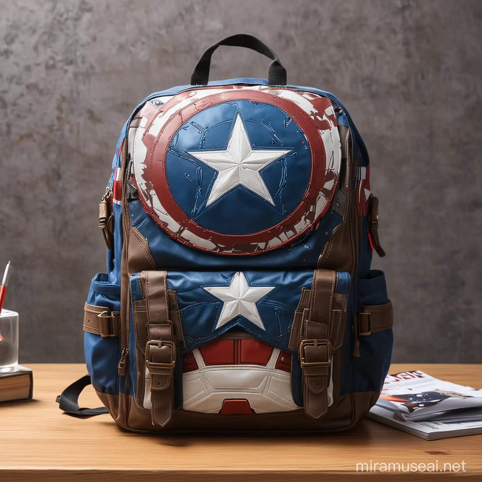 Captain America Style Backpack on The Table