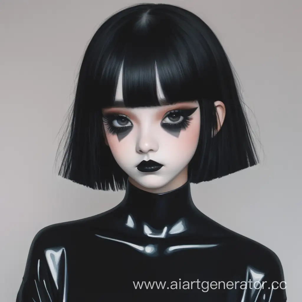 Девушка с черными волосами и черным макияжем