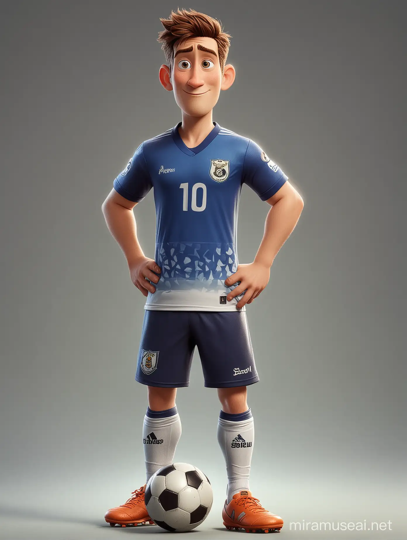 Pixar and Disney Style Full Body Cartoon Soccer Player