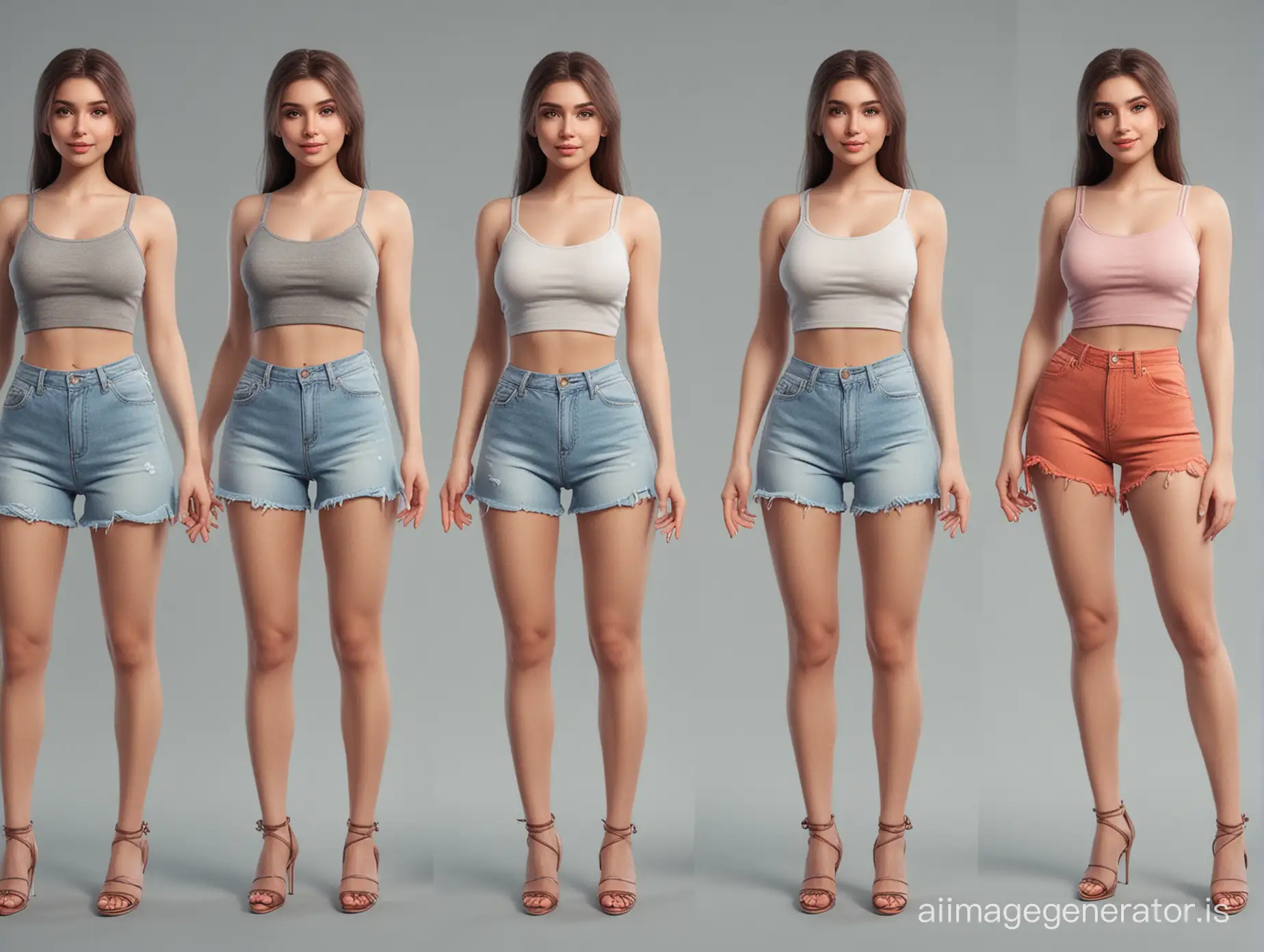 create FULL BODY, realistic GIRLS influencers 4 POSES for Instagram