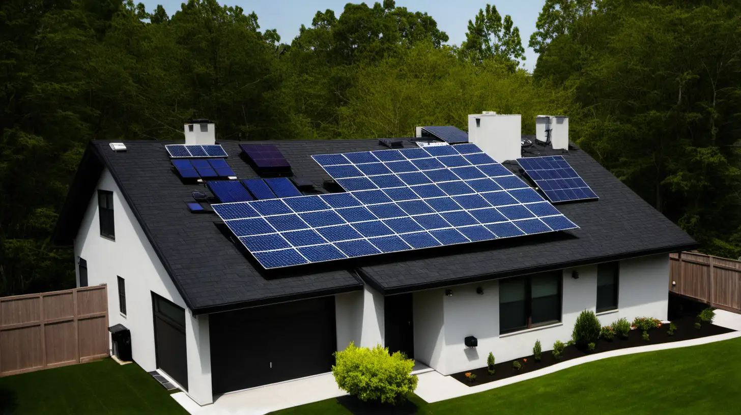 home with solar panels on the backyards