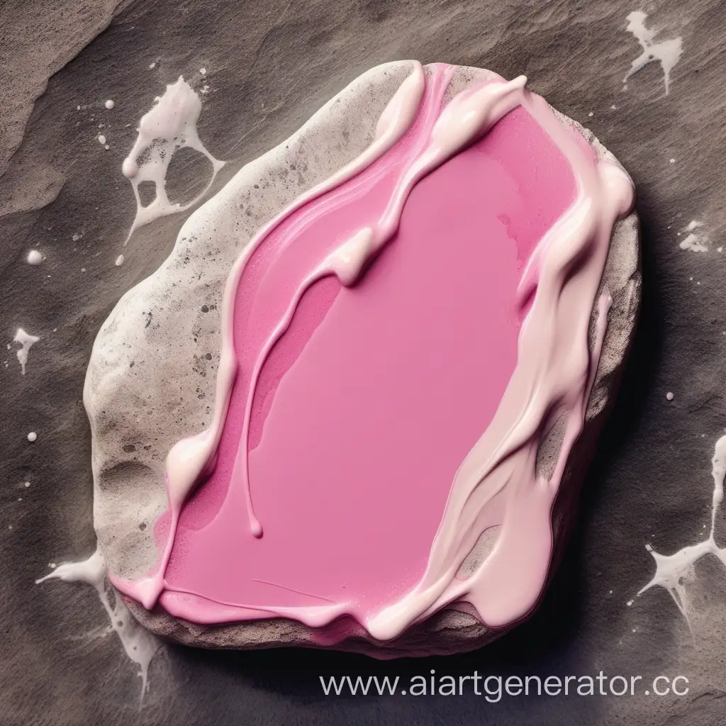 розовый мазок крема на камне