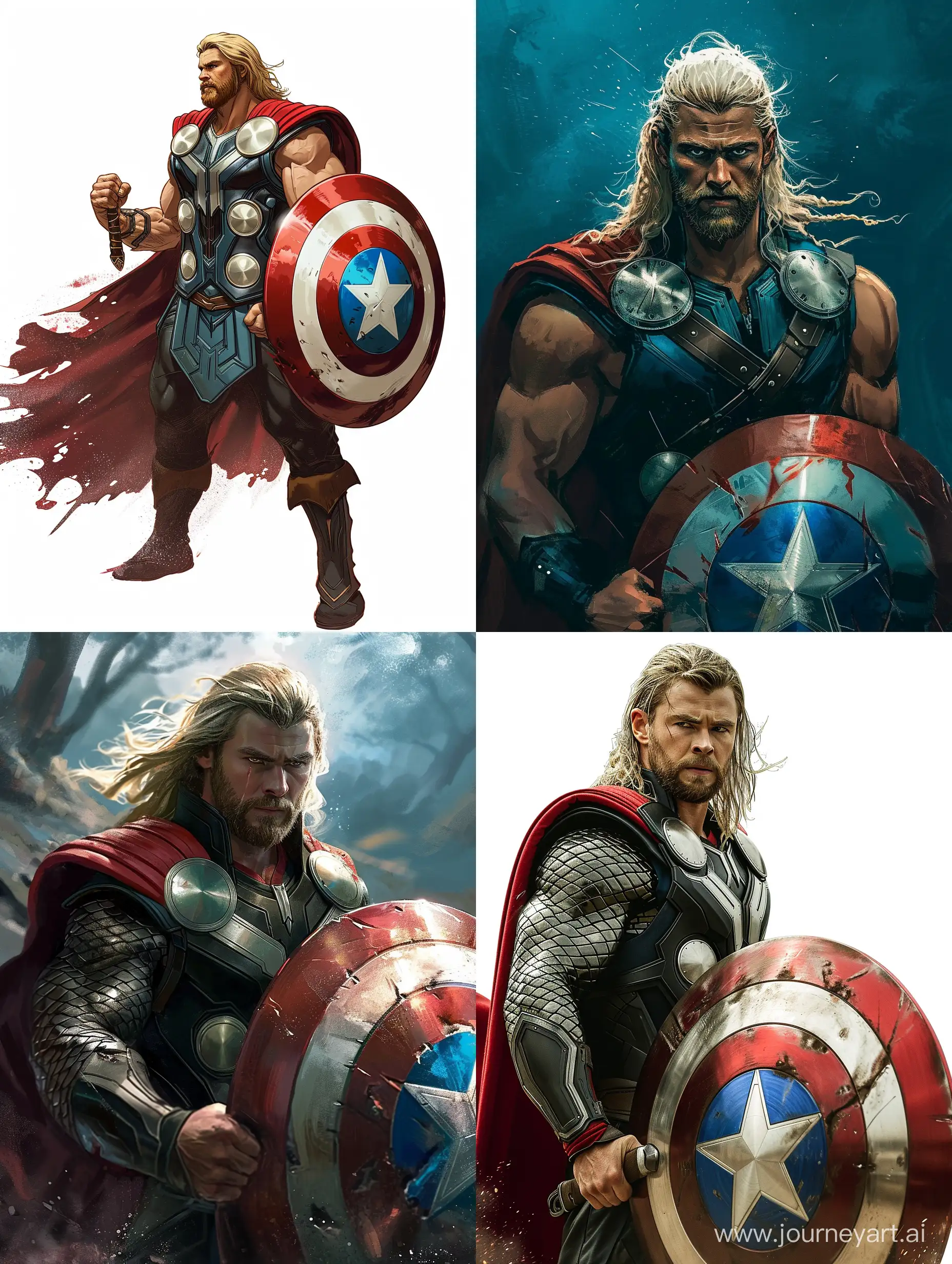 Thor-Midjourney-Holding-Captain-America-Shield
