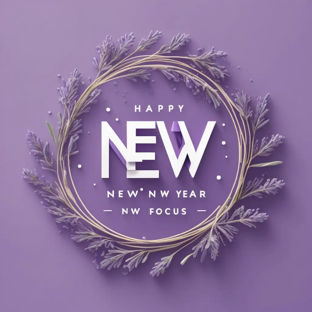 eco friendly logo with New year, New Focus  written on it in a lavender colours