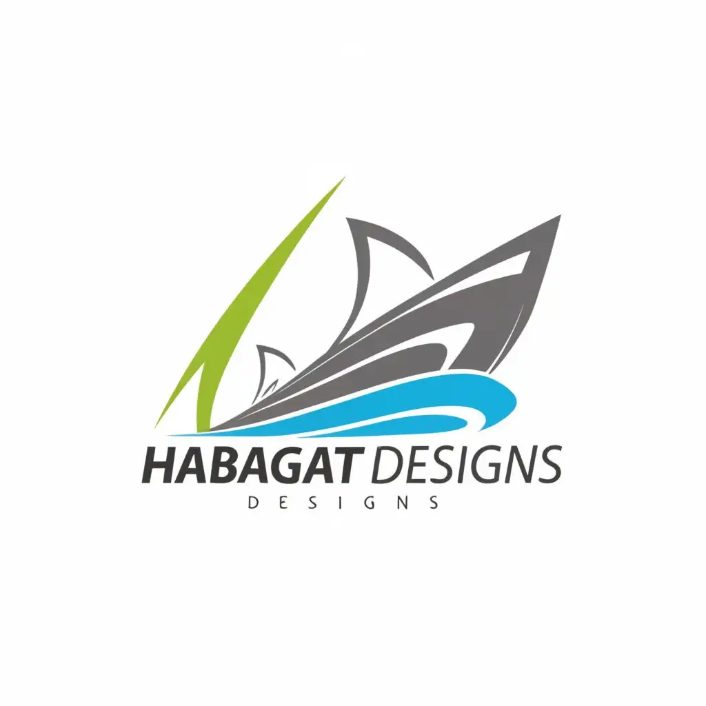 logo, catamaran, with the text "Habagat Designs", typography