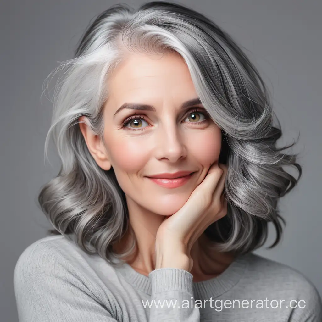 pretty woman with gray hair