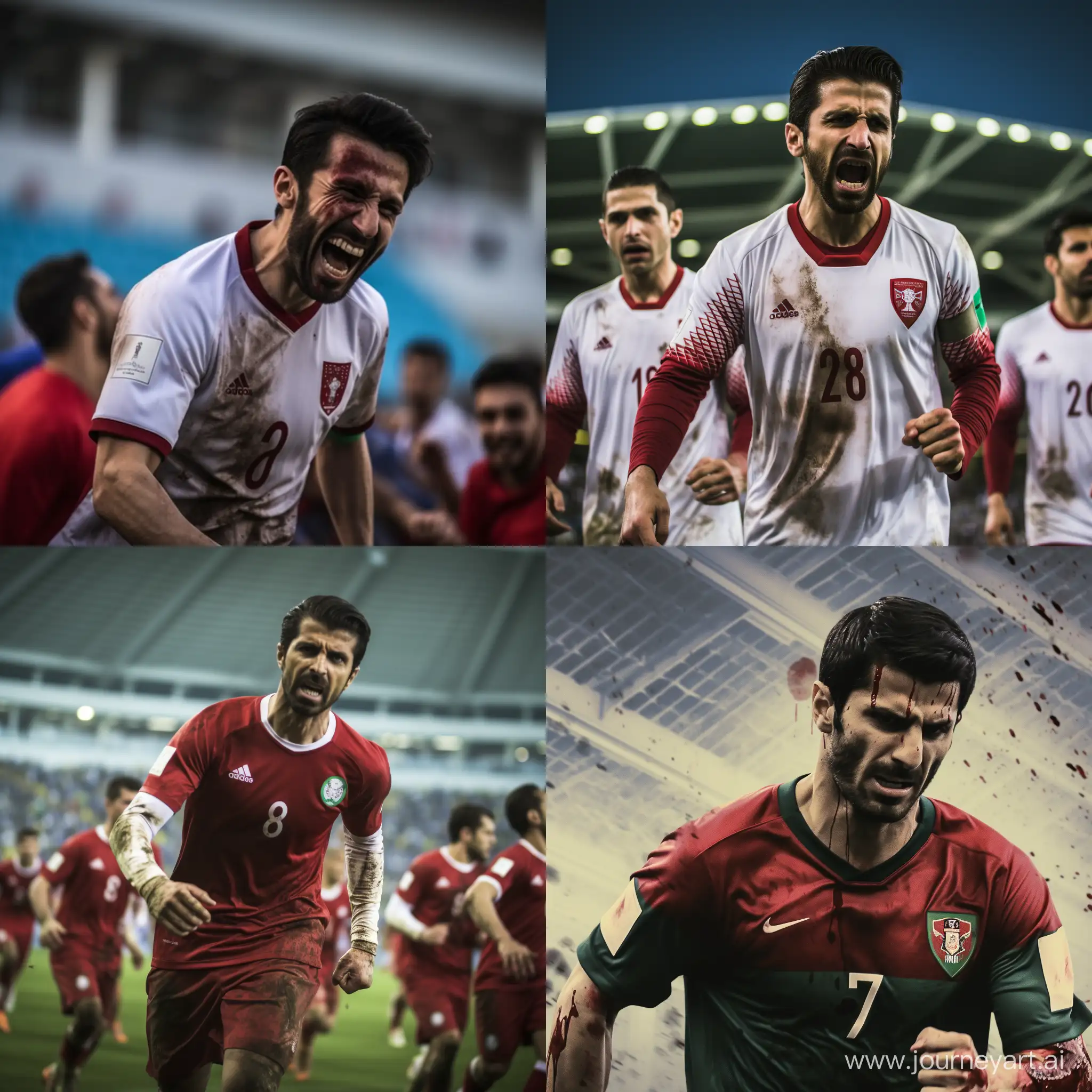 iran national soccer team playing in blood 