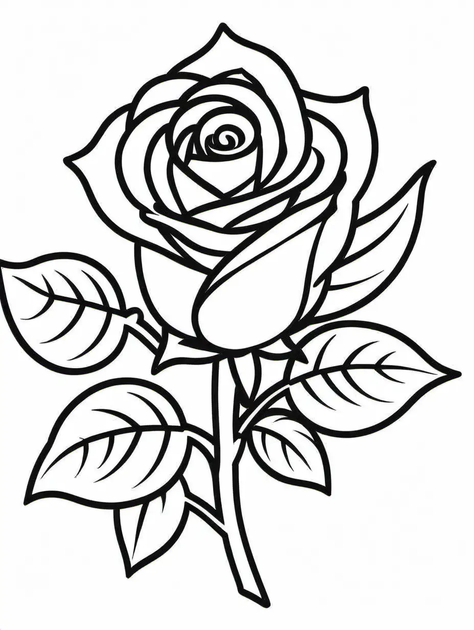 simple cute rose flower coloring page line art...

