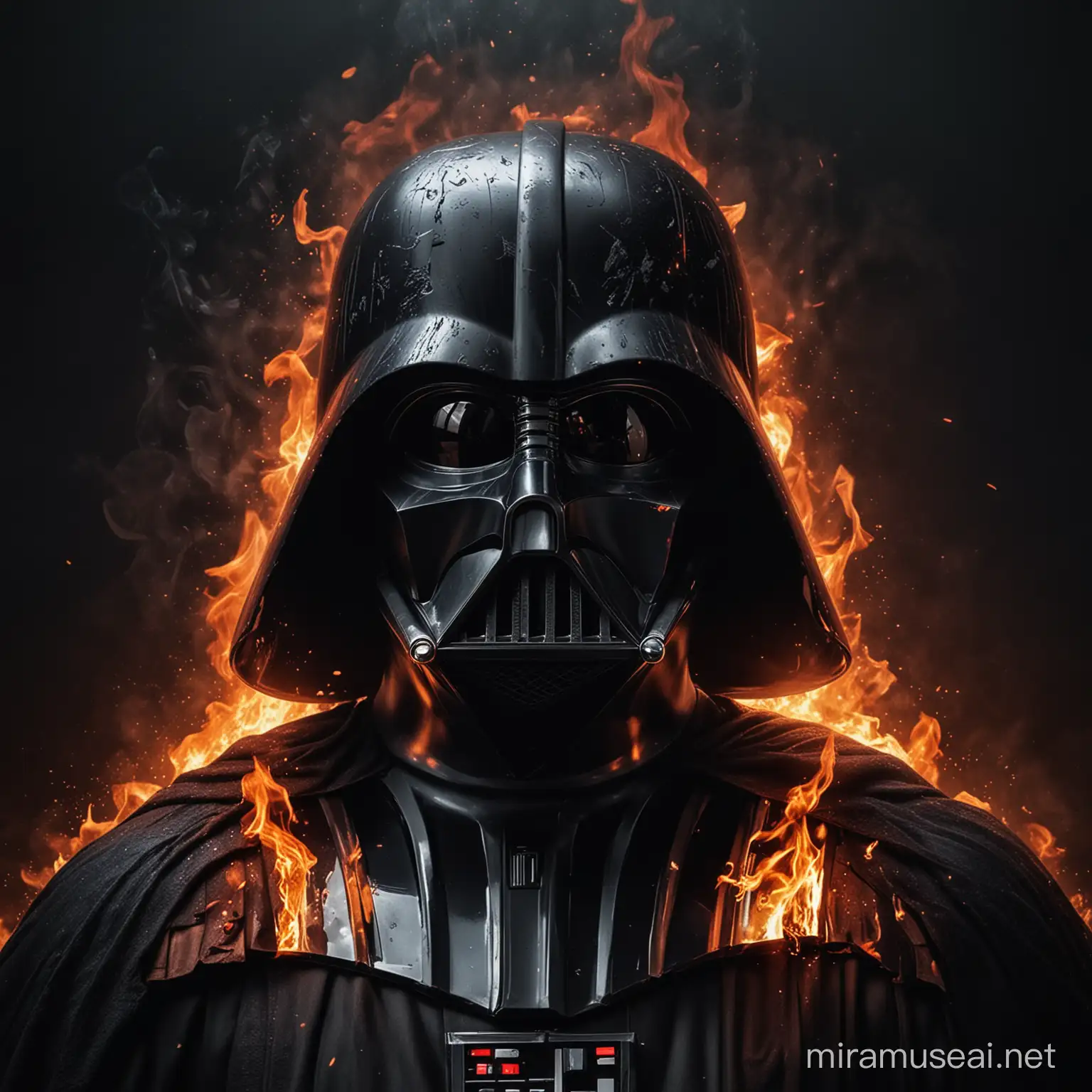 Darth Vader Portrait Wallpaper Dark Lord Amidst Fiery Background