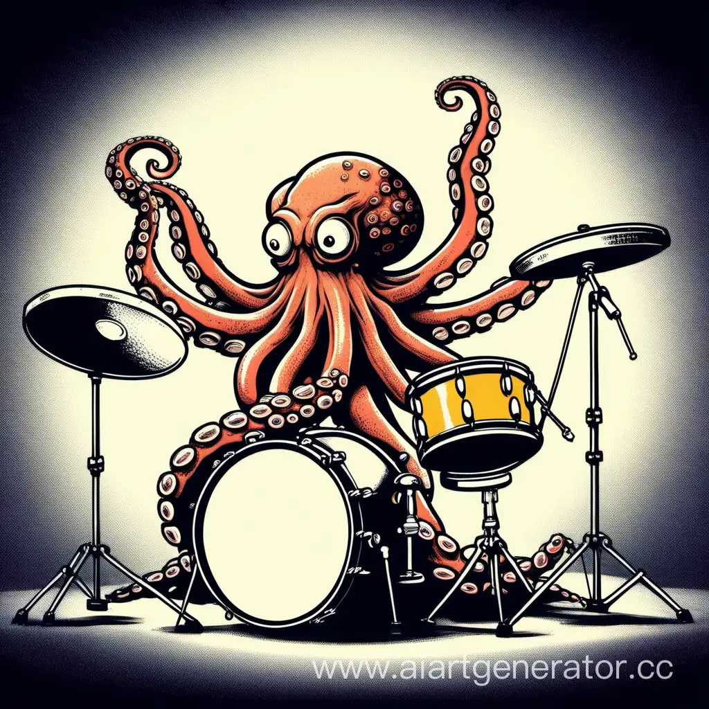 octopus playing drums