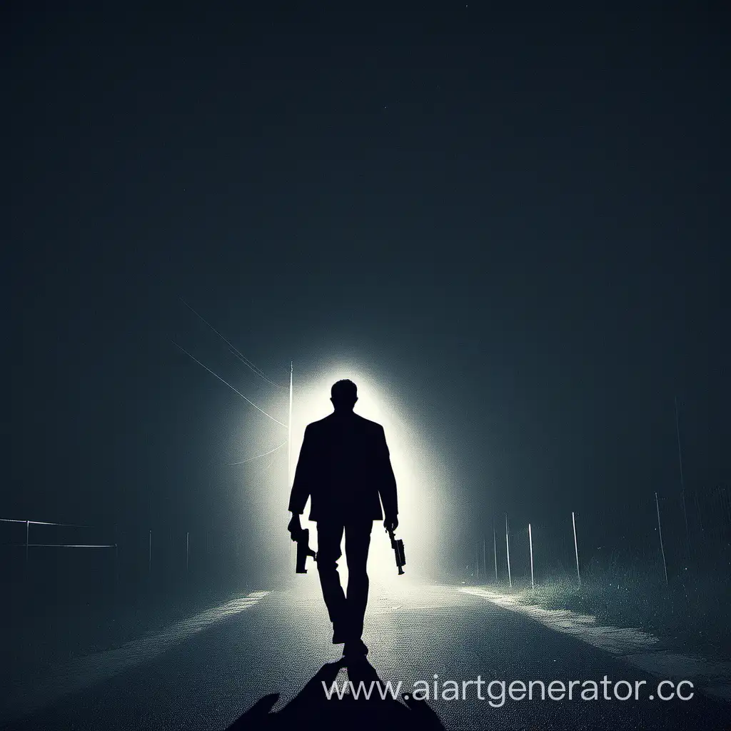 Man-Walking-Away-with-Handgun-at-Night