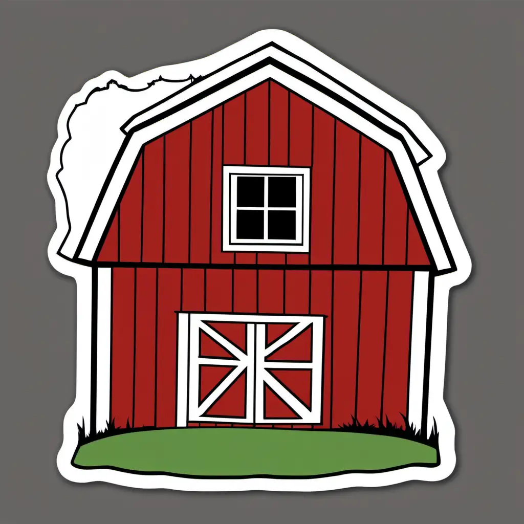 simple, sticker looking, clip art, barn, Farm 
