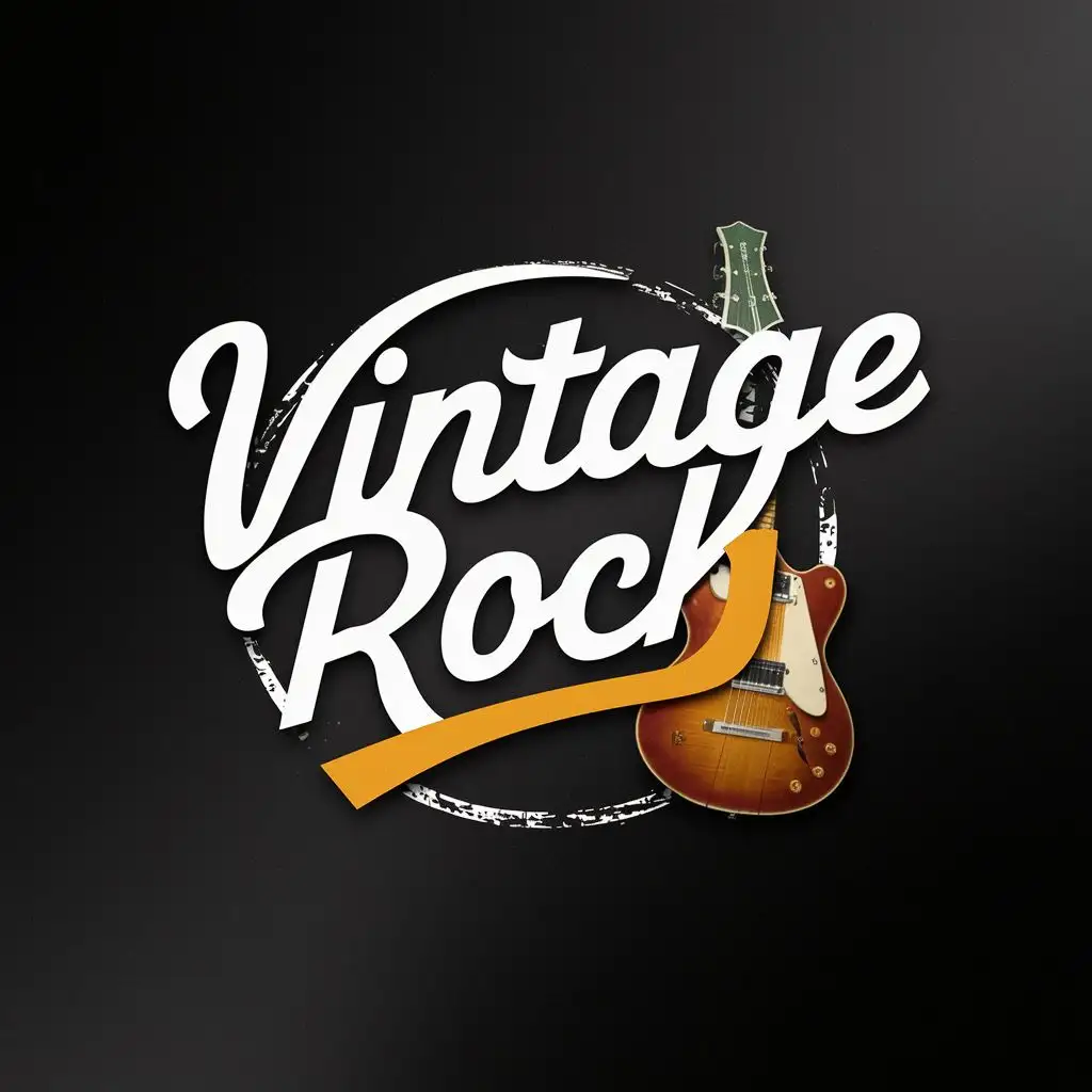 logo, guitar, with the text "Vintage Rock", typography, be used in Entertainment industry