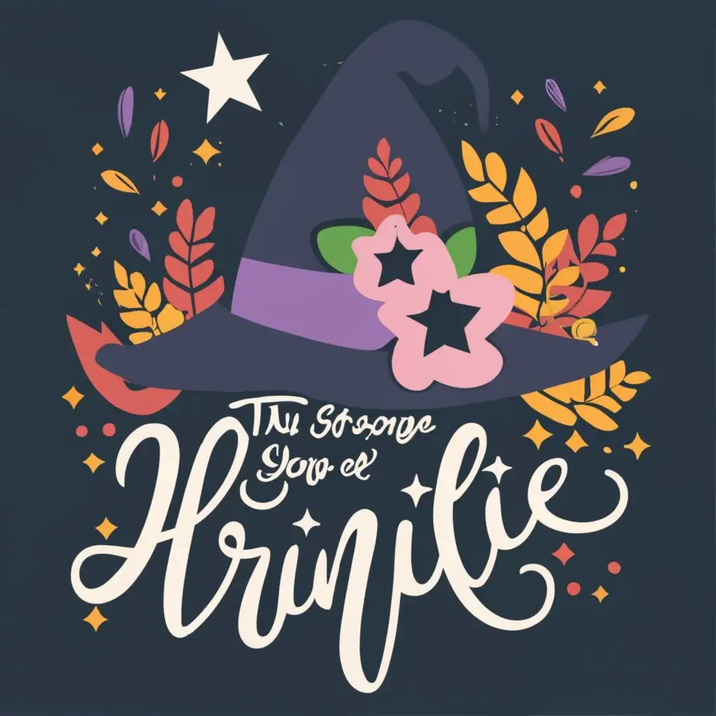 LOGO-Design-For-The-Strange-Shop-of-Miss-Millie-Mystical-Black-Witch-Hat-with-Enchanting-Purple-Flowers