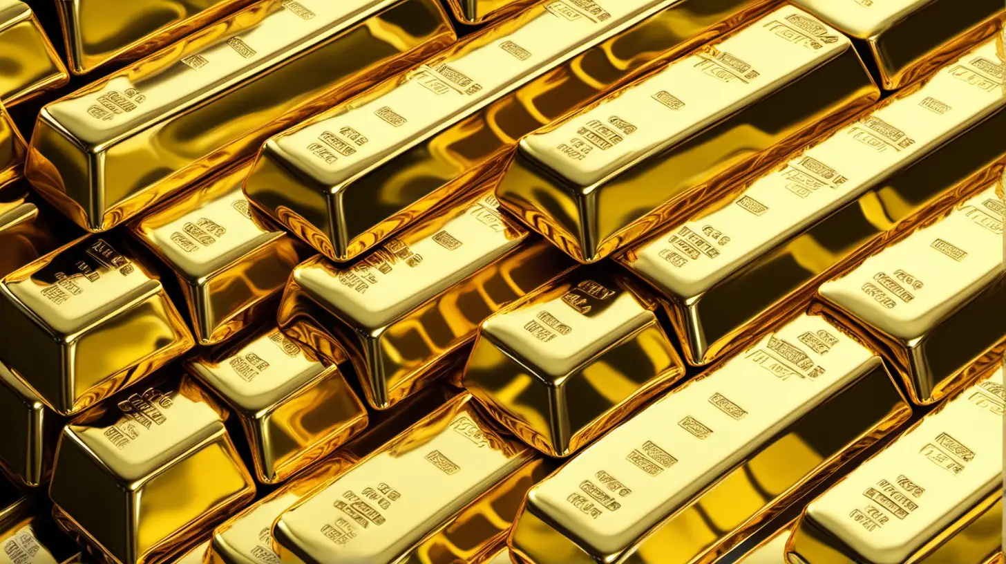 Precisely Arranged Stacks of Gleaming Gold Bars