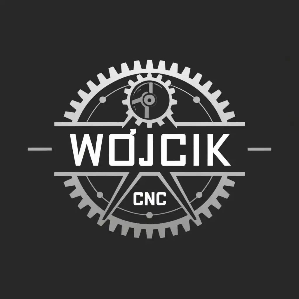 a logo design,with the text 'WójcikCNC', main symbol:Cnc machine, machining, woodcarving, metallurgy, wrenches, workshop,Moderate,be used in Technology industry,clear background. More cnc related symbols