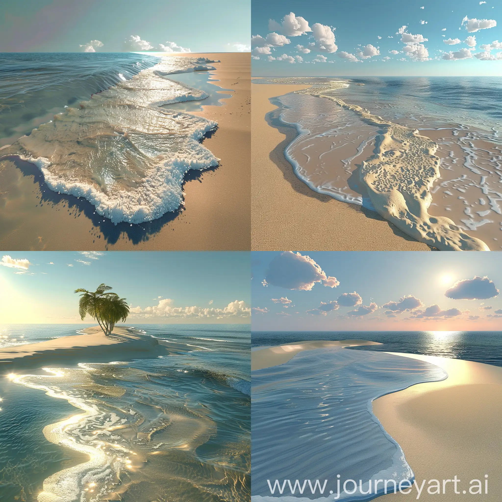 пляж, 3D, слитизация, песок, море, оазис, полдень