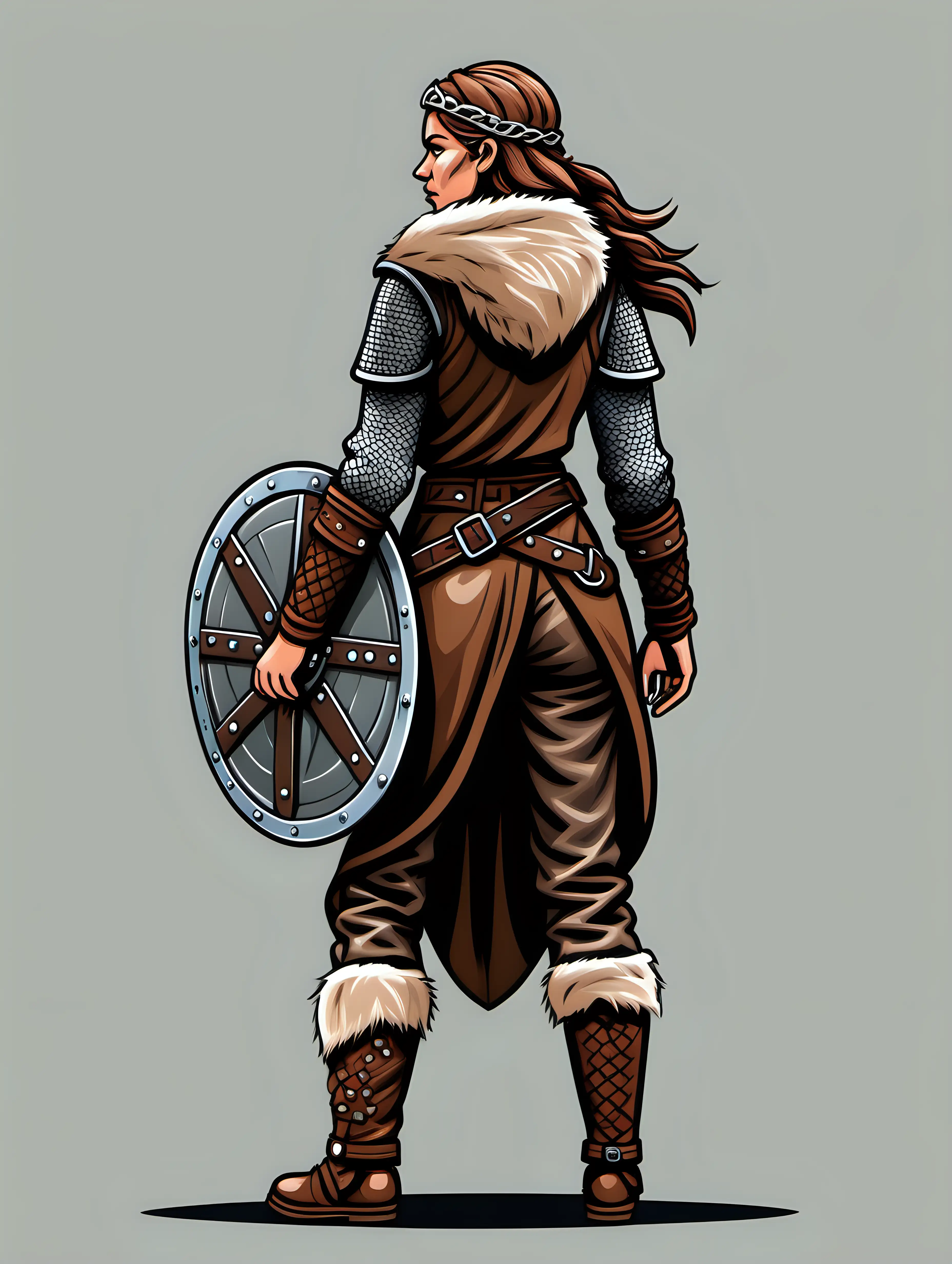 Viking Female Warrior Stepping Forward with Shield