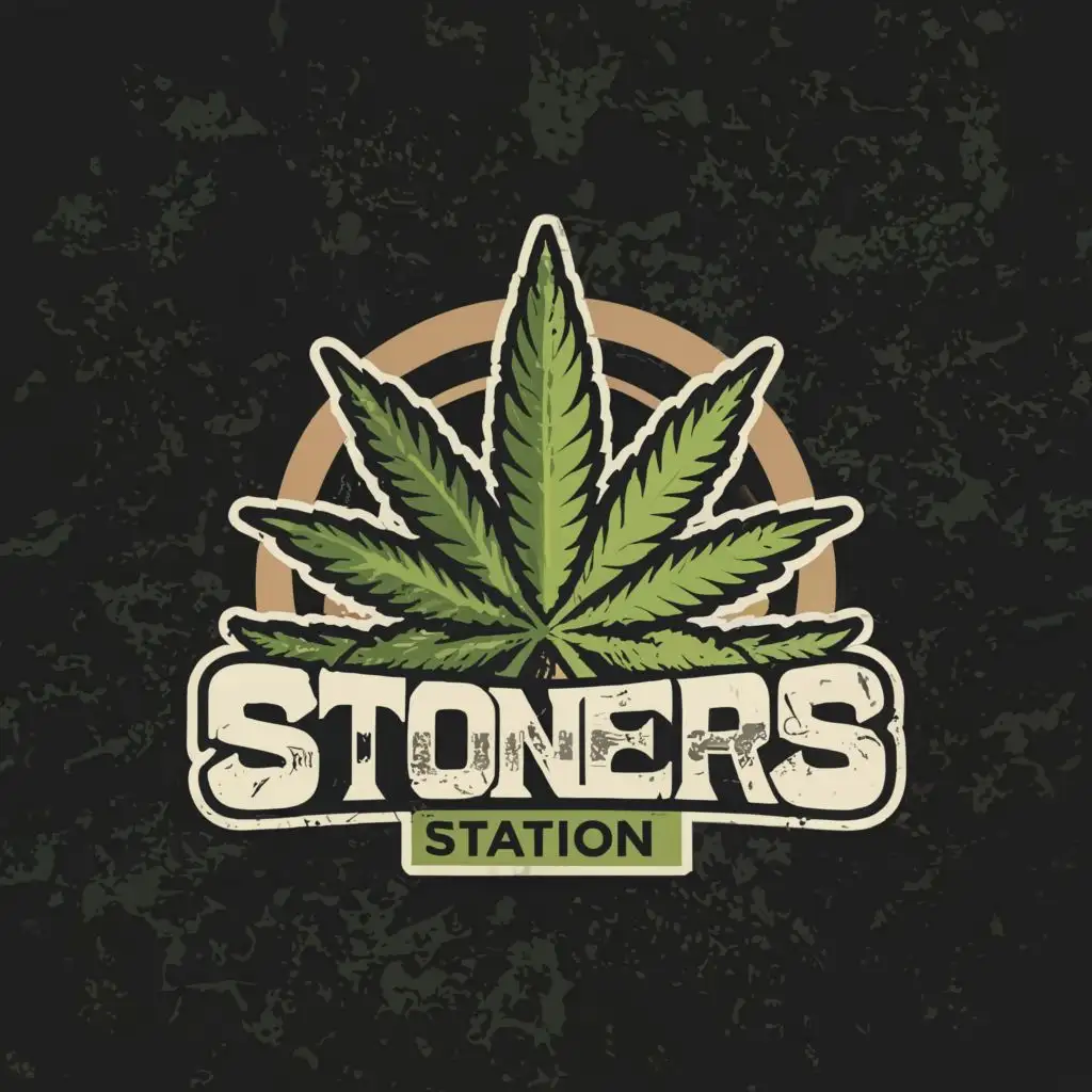 logo, CANNABIS, with the text "STONERS STATION", typography