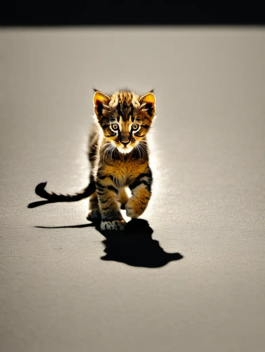 Kitten with a shadow of a lion