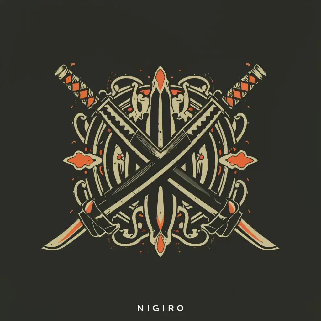 a logo design,with the text "NIGIRO", main symbol:JAPAN, SHOGUN, KATANA, NINJA,complex,clear background