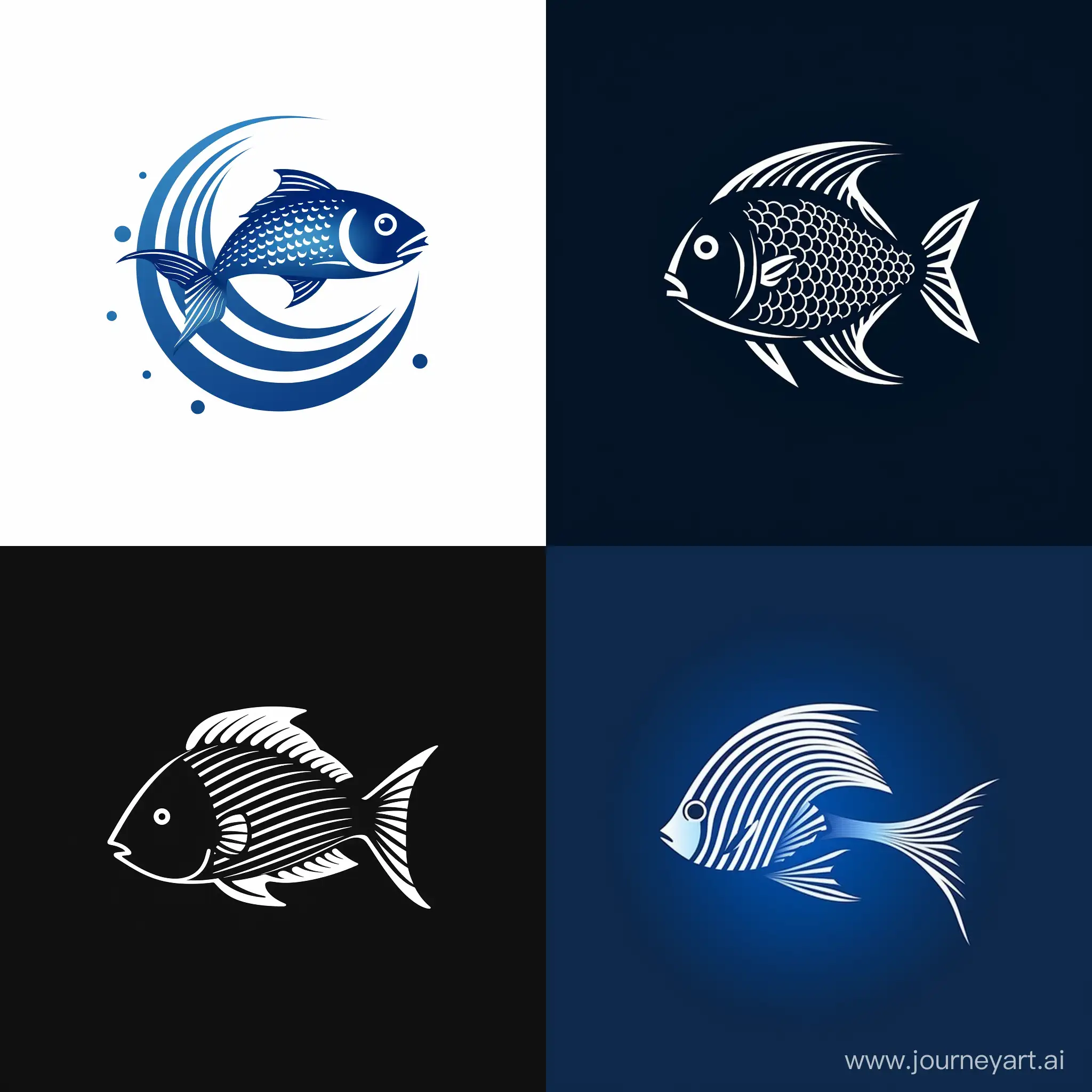 minimalistic and halftone logo of fish in vector style