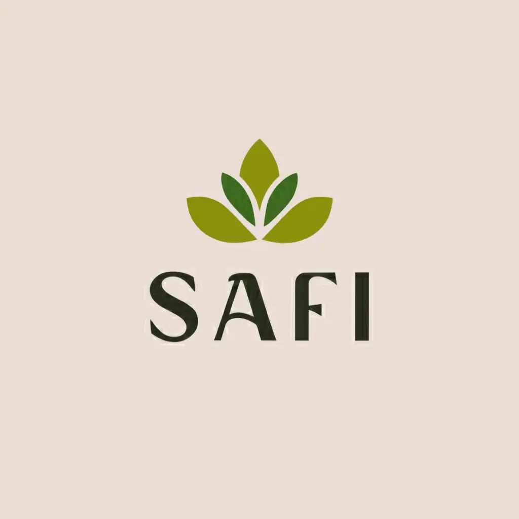 a logo design,with the text "Safi", main symbol:leaf,Minimalistic,clear background