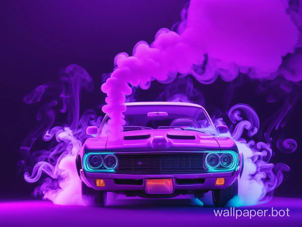 car smoke violet neon background