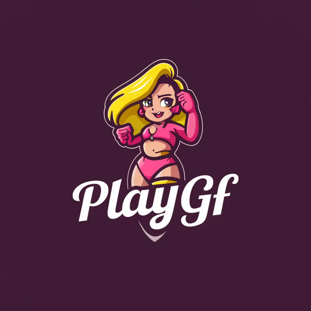 LOGO-Design-For-PlayGF-Sultry-Cam-Girl-in-Short-Skirt-on-Clear-Background