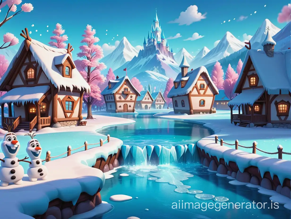 background board game , cute kid animation, frozen