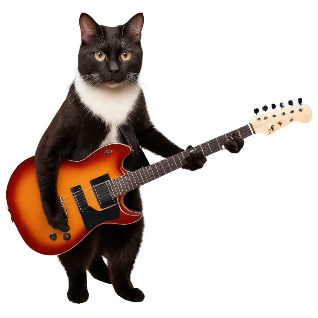 a cat with guitar