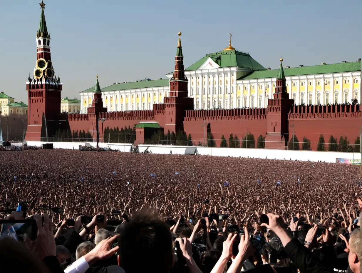 Metallica playing in front of the Kremlin in springtime