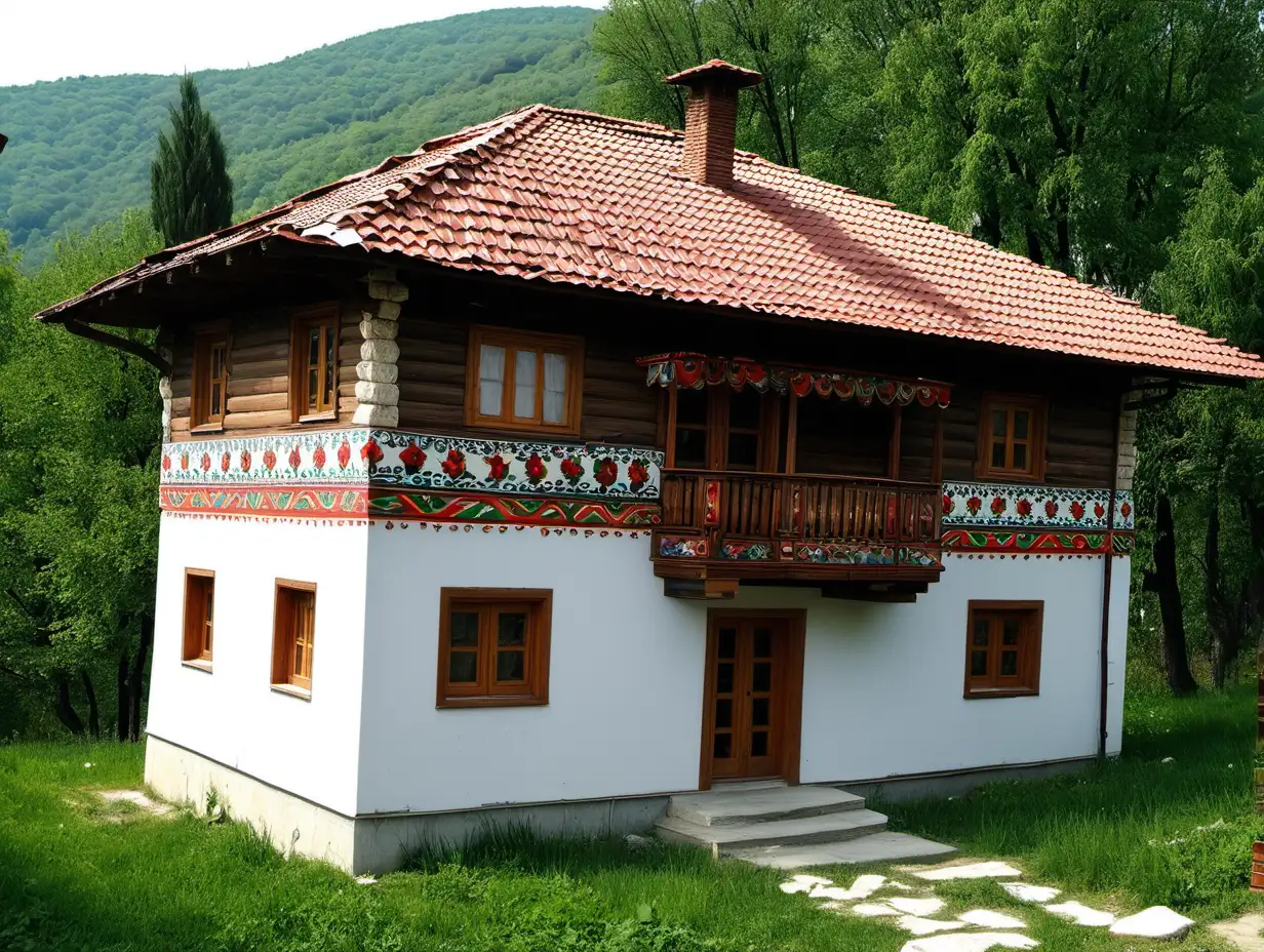 Traditional Bulgarian House in Rural Setting