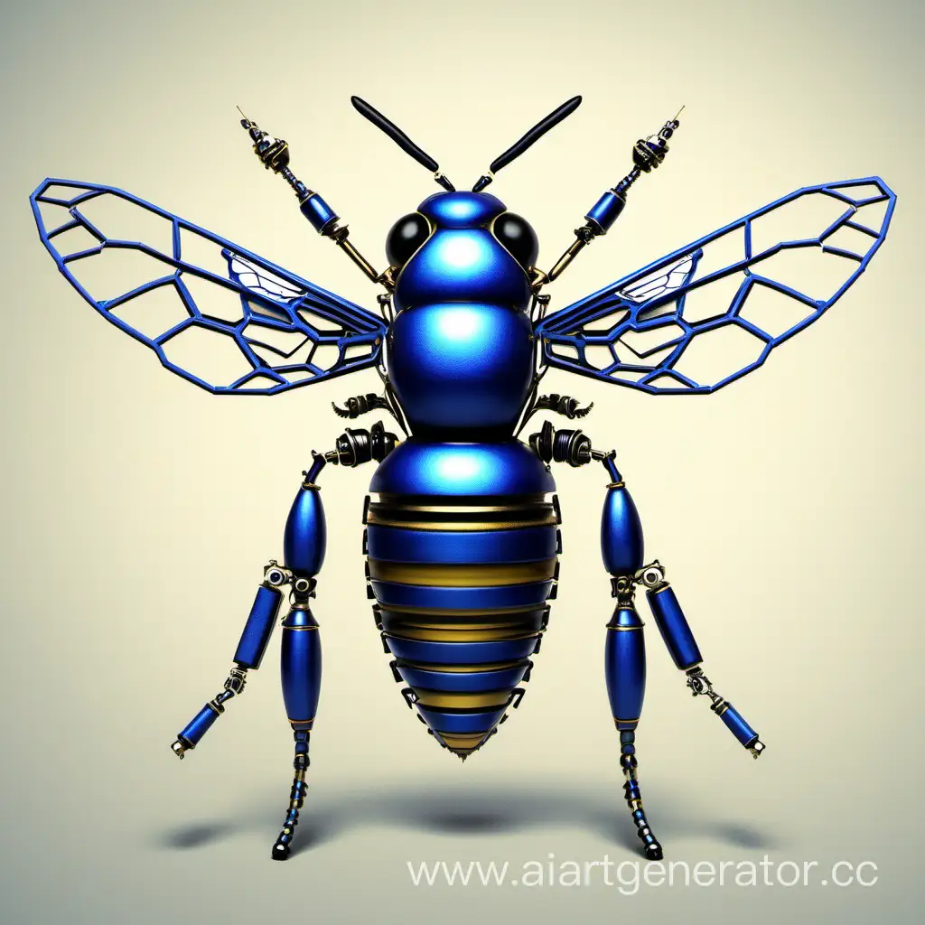 Artificial-Mechanical-Bee-Blue-and-Black-Robotic-Insect-Illustration