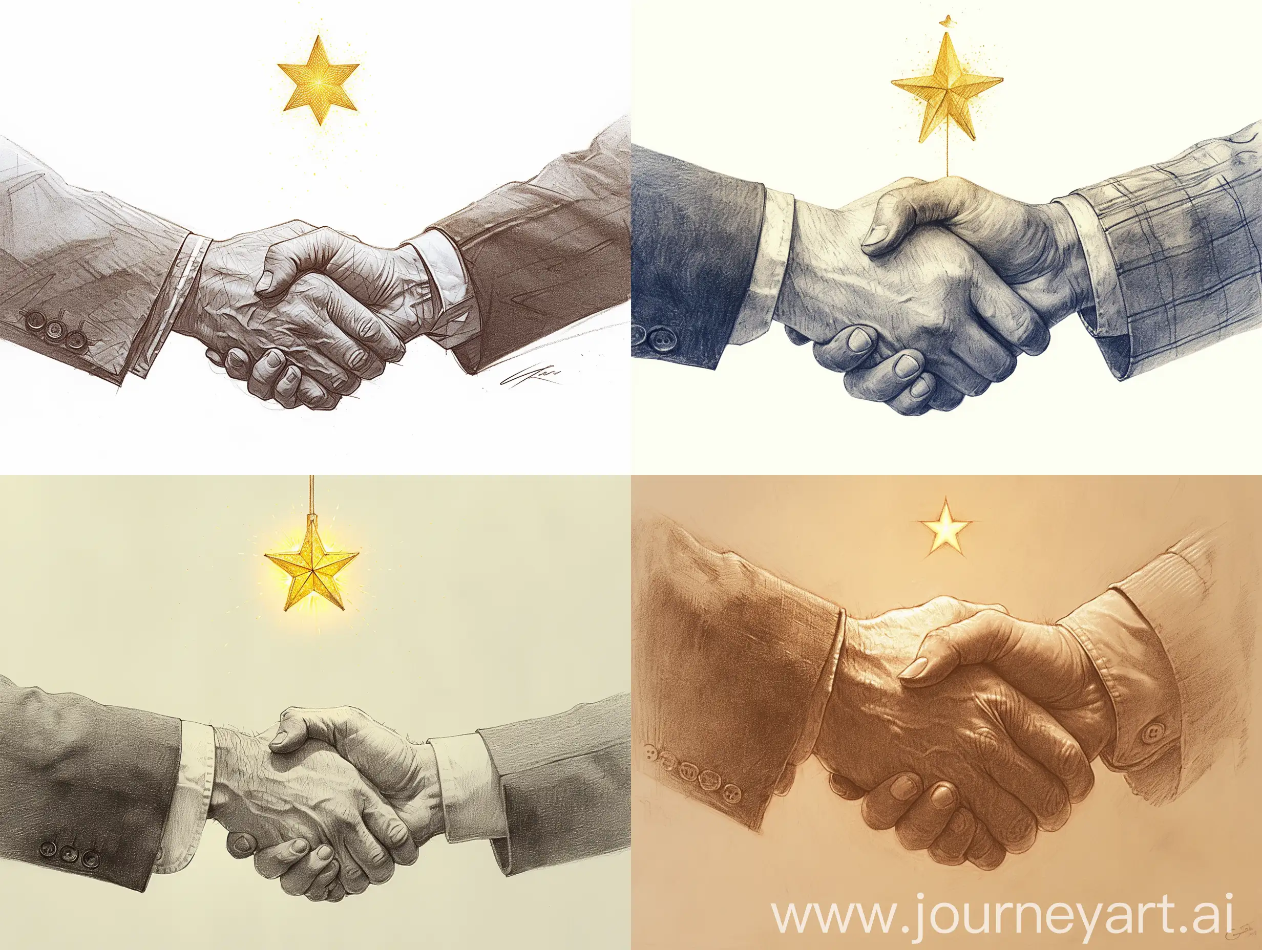 Satisfactory-Handshake-Detailed-Monochrome-Pencil-Drawing-with-Glowing-Yellow-Star