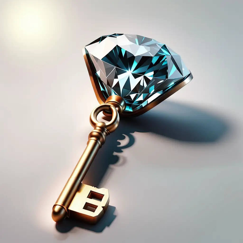 Exquisite Diamond Key Gleaming in Moonlit Enchantment