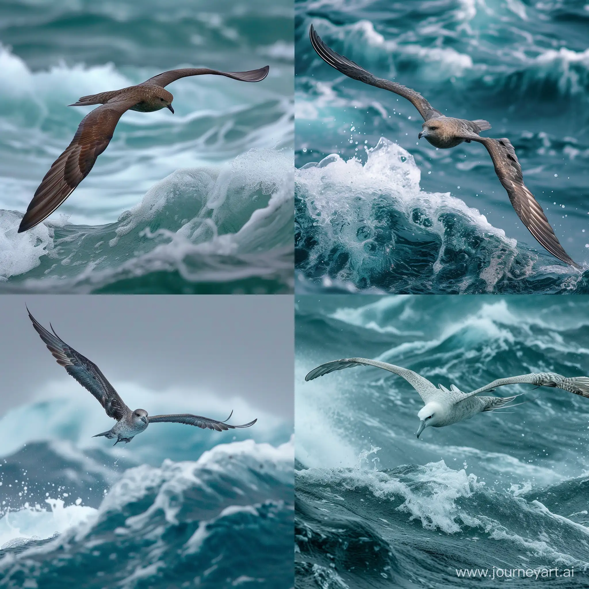 award winning wildlife photo of a new undiscovered bird with a 6 inch long seabird with a 15 foot wingspan, gliding over choppy ocean waves, canon camera, supertelephoto lens, dramatic, crisp, Frans Lanting, nature documentary, entire bird in frame, ridiculous wingspan proportion, super tiny body with meter long wings, mostly just wings on a tiny body