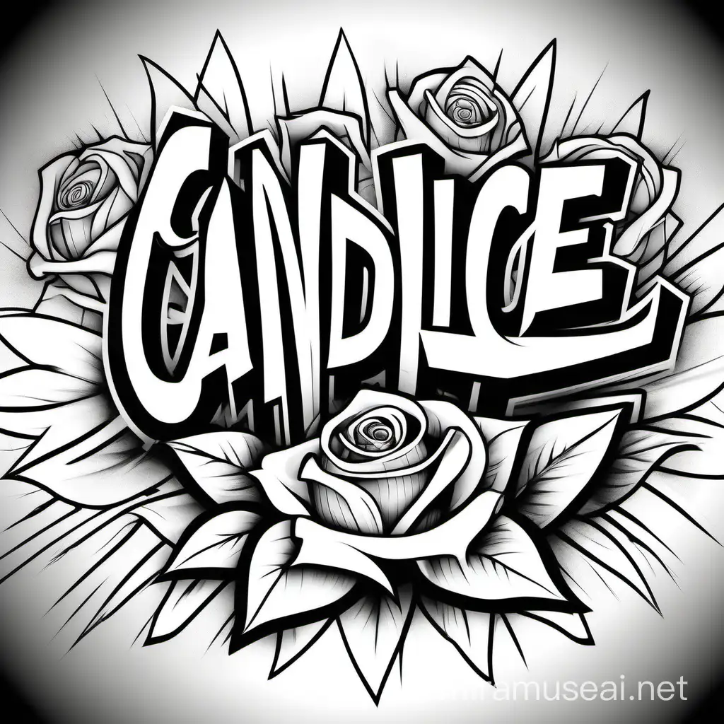 Candice Graffiti Coloring Page with Blooming Rose