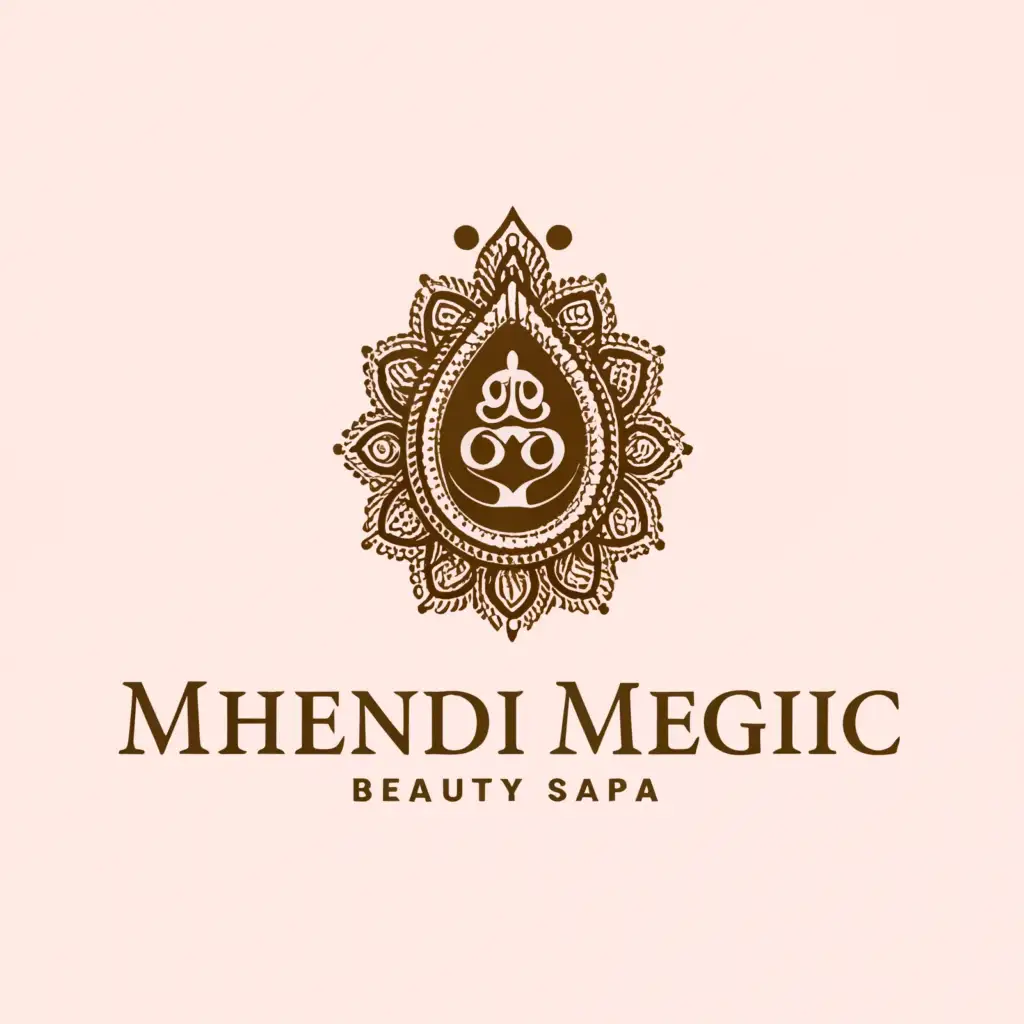 a logo design,with the text "MHENDI MEGIC", main symbol:NULL 
,Moderate,be used in Beauty Spa industry,clear background
