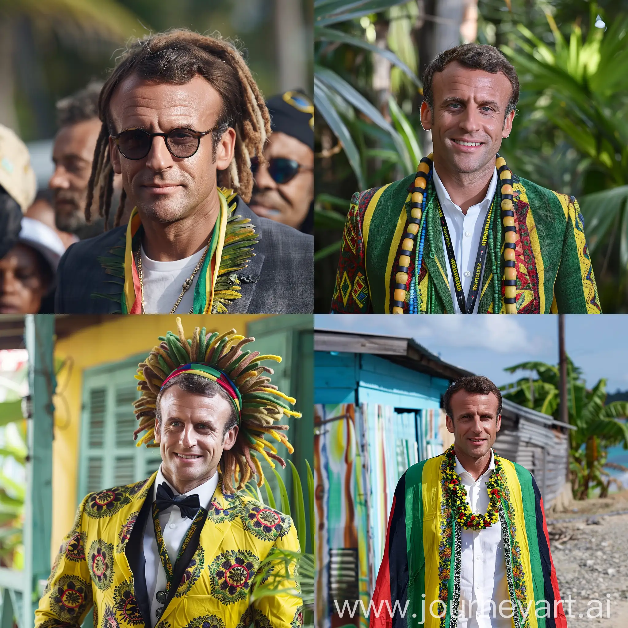 Emanuel macron en mode rasta-man en jamaique 