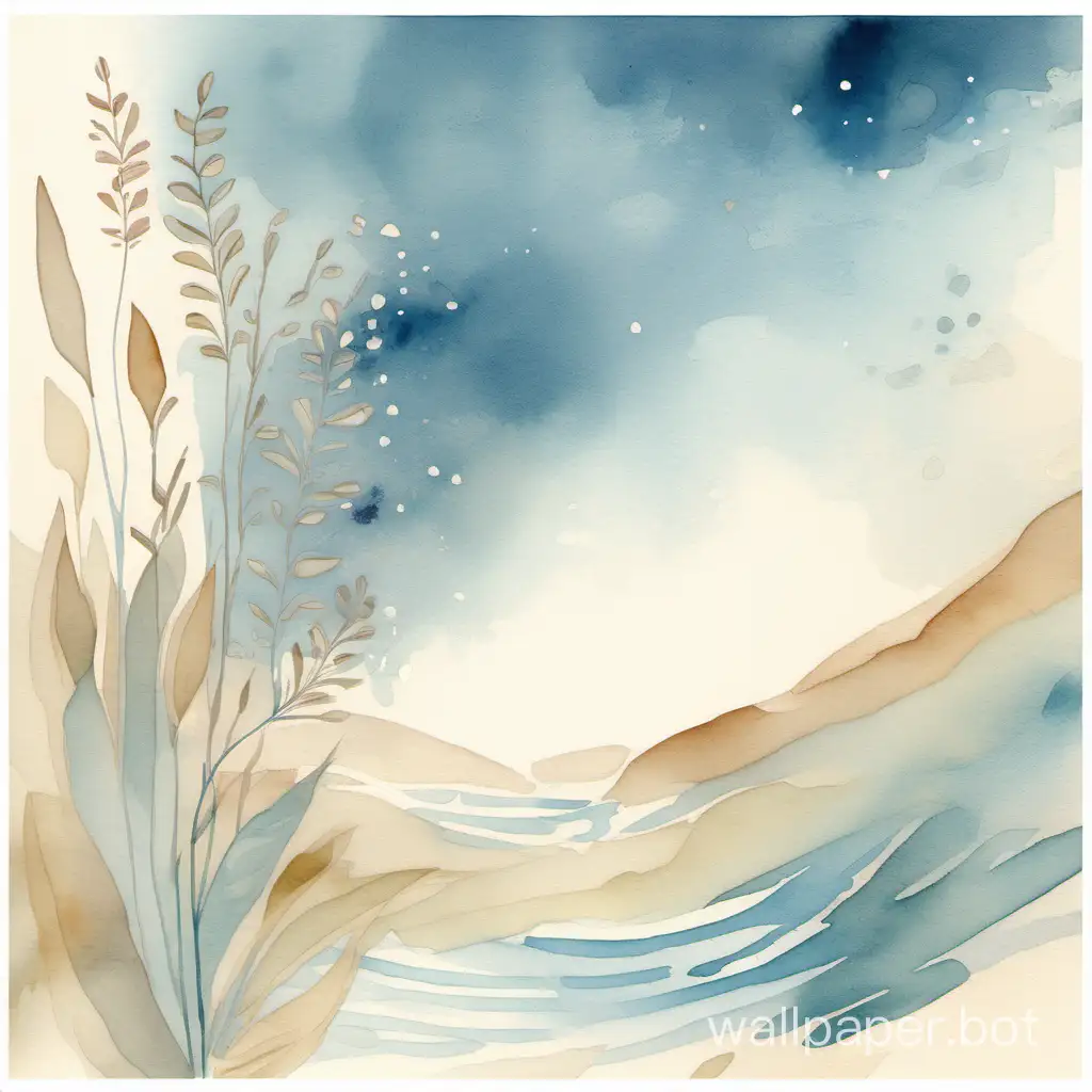 Tranquil-Watercolor-Illustration-Serene-Creativity-in-Soft-Beige-and-Blue-Hues