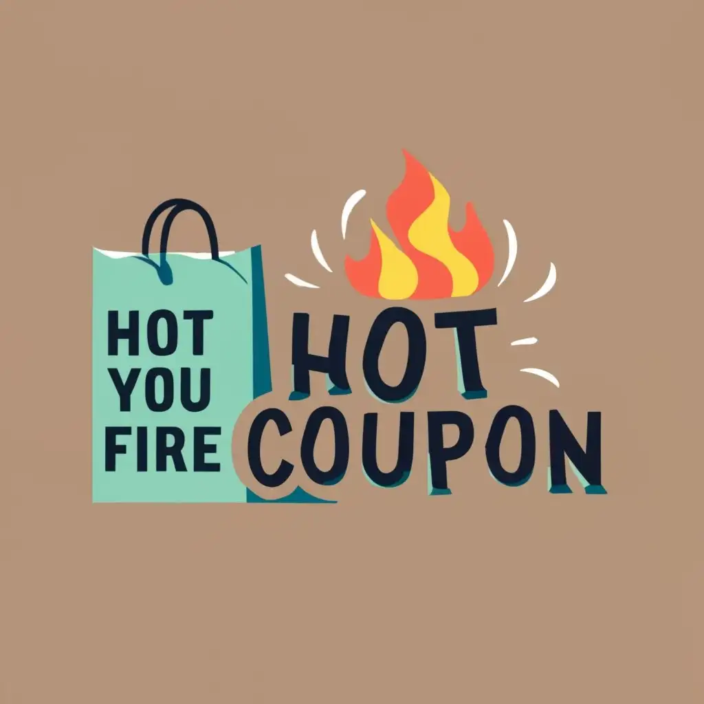 logo, Shopping bag, coupon, goods, fire, with the text "Hot coupon", typography