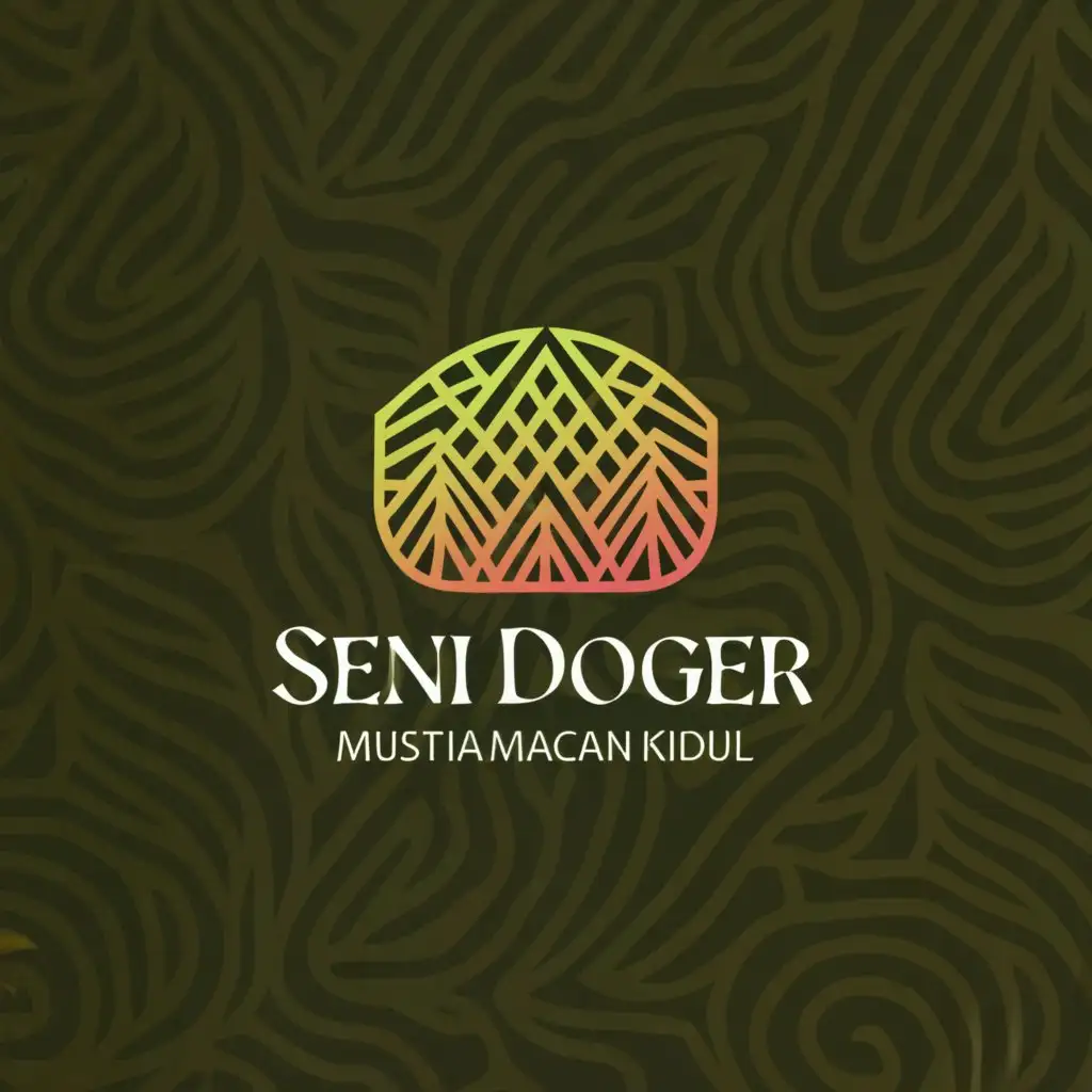 a logo design,with the text "SENI DOGER "MUSTIKA MACAN KIDUL"", main symbol:Mountains, forests, the colors of nature:,Moderate,be used in Education industry,clear background