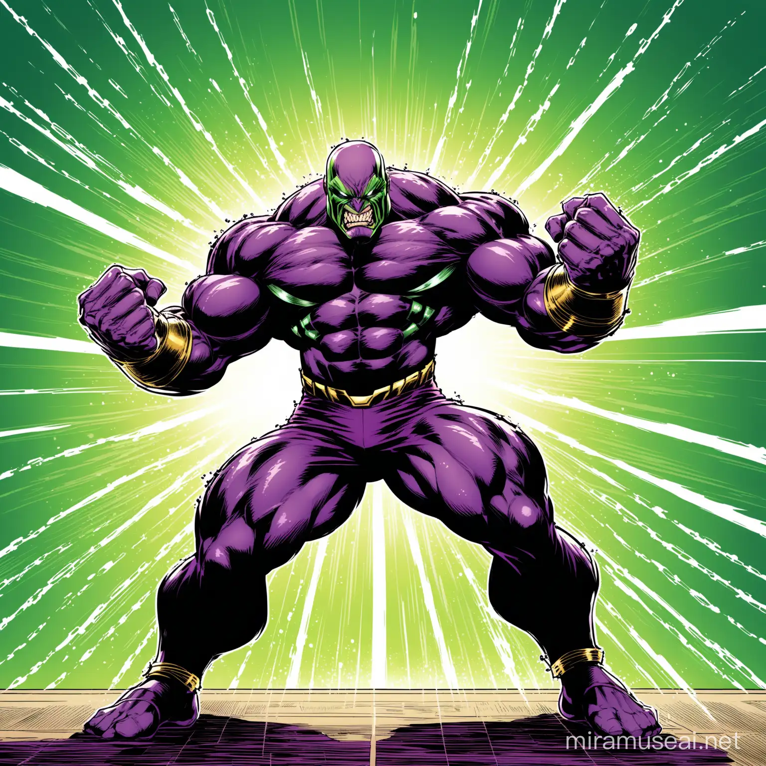 comic book villain on steroids, fighting pose