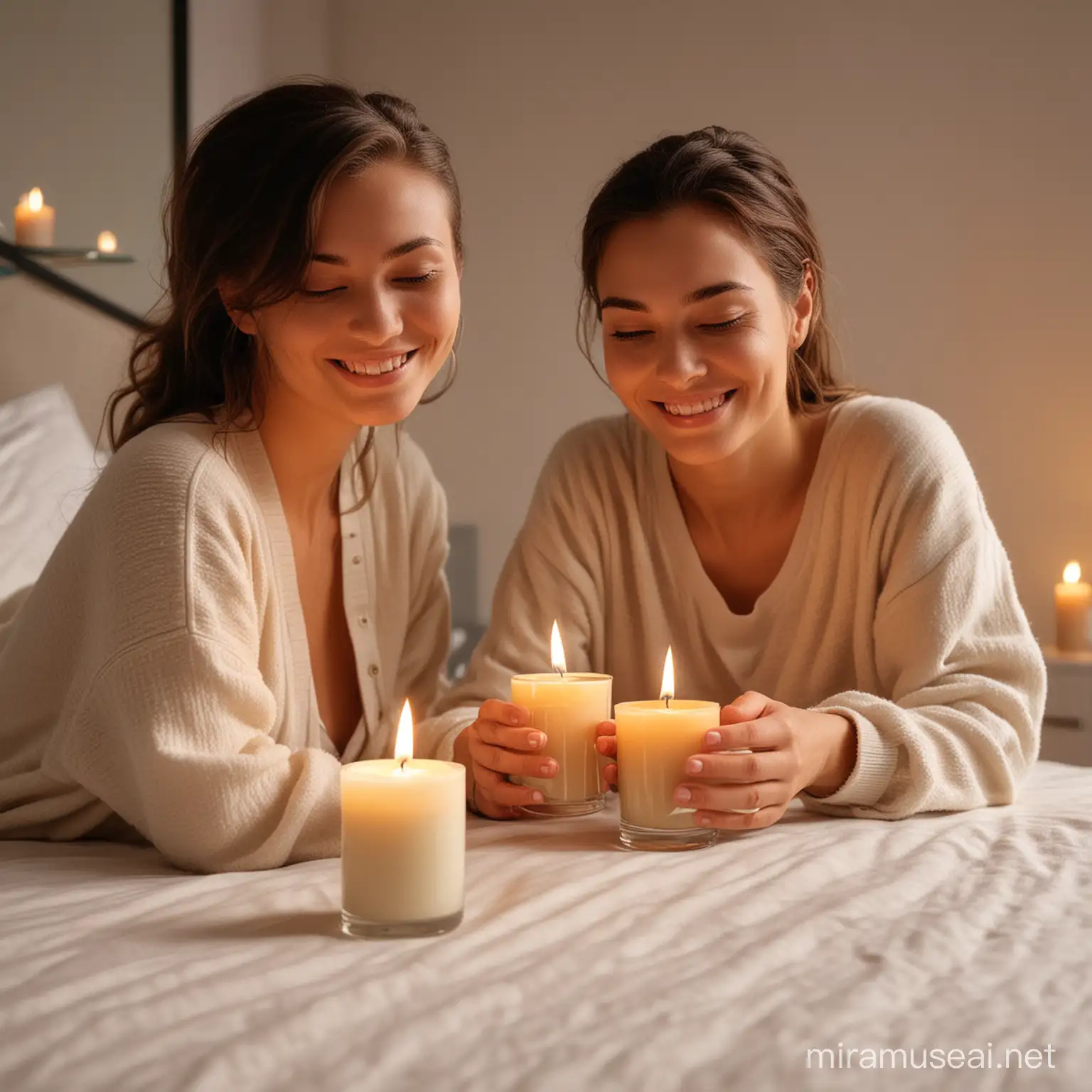Relaxed Person Enjoying Scented Candles